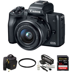 Canon EOS M50 Mirrorless Digital Camera with 15-45mm Lens and Accessory Kit (Black)
