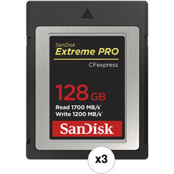SanDisk 128GB Extreme PRO CFexpress Card Type B (3-Pack)