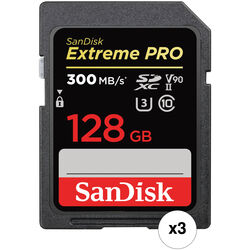 SanDisk 128GB Extreme PRO SDXC UHS-II Memory Card (3-Pack)