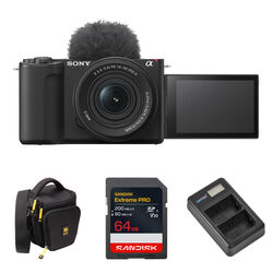 Sony ZV-E10 II Mirrorless Camera with 16-50mm f/3.5-5.6 Lens and Basic Bundle (Black)