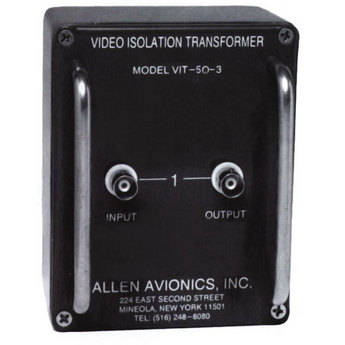 Allen Avionics VIT-50 Isolation Transformer, Noise and Hum Eliminator, One I/O, 50 ohms, ABS Plastic Housing
