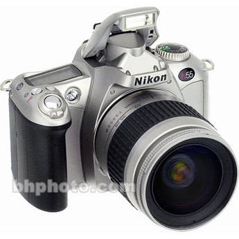 Nikon N55 35mm SLR Autofocus Camera Kit with Nikon 28-80mm f/3.3-5.6 G-AF Lens - Silver & Black