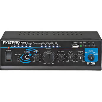 Pyle Pro PTAU45 Mini 120-Watt x 2 Stereo Power Amplifier w/ USB/CD/Aux Inputs