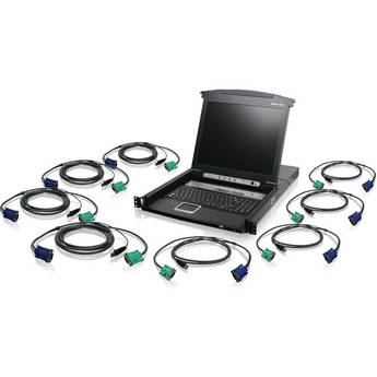 IOGEAR 8-Port LCD Combo KVM Switch with USB KVM Cables (1 RU)