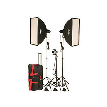 Smith-Victor SL300 3 600 Watt SoftLight Quartz Light Kit with Light Cart on Wheels Carrying Case.
