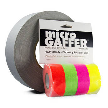 Visual Departures microGAFFER Compact Gaffer Tape (1" x 8 yd, 4-Pack, Fluorescent Pink, Green, Orange, Yellow)