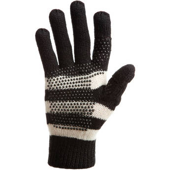 Freehands Women's Stripe Wool Knit Gloves (Black)