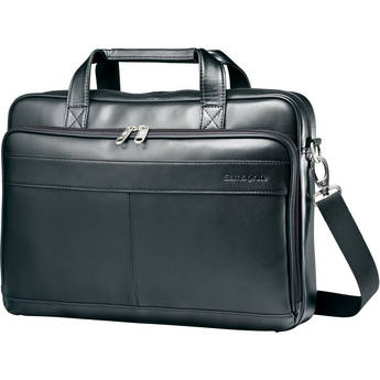 Samsonite Leather Slim Brief with 15.6" Laptop Pocket (Black)