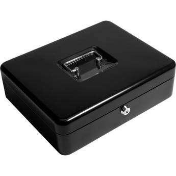 Barska 12" Cash Box with Key Lock and Coin Tray (Black)