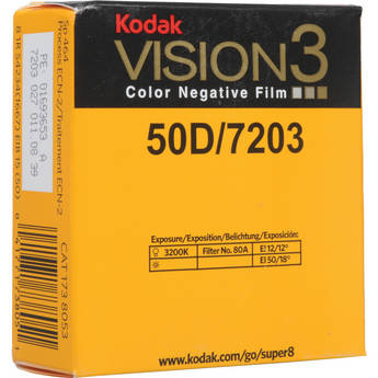Kodak VISION3 50D Color Negative Film #7203 (Super 8, 50' Roll)