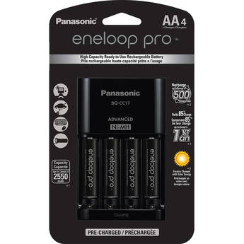 Panasonic eneloop Pro Rechargeable AA Ni-MH Batteries with Charger (2550mAh, 4-Pack)