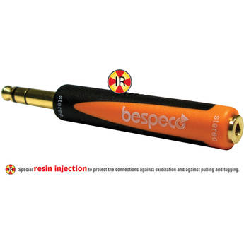 Bespeco 1/4" Stereo Male to 3.5mm Stereo Female Jack Adapter (Black/Orange)