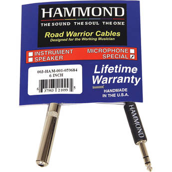 Hammond 1/4" Mono Female to Stereo Male Cable Adapter (6")