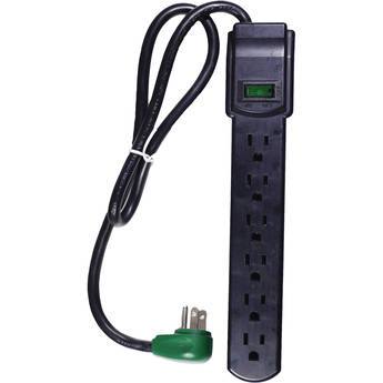 Go Green 6-Outlet Surge Protector (Black, 3')