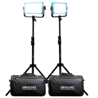 Dracast LED500 Pro Daylight LED 2-Light Kit with Gold Mount Battery Plates and Stands