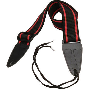 On-Stage GSA10BKRD Guitar Strap with Leather Ends (31 to 52", Black with Red Stripes)