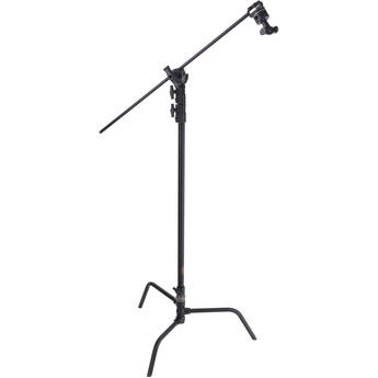 5-Section Flat Bottom Black, 8 Reverse Leg Light Stand with Reflector Clip 