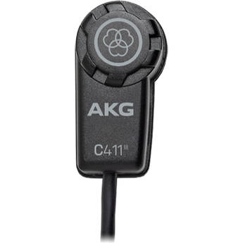 AKG C411 PP Miniature Condenser Pickup Microphone to 3-Pin XLR Male Cable (10', Matte Black)
