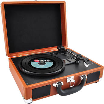 Pyle Pro PVTTBT6BR Portable Turntable with Bluetooth and USB (Brown)