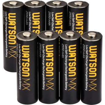 Watson MX AA NiMH Rechargeable Batteries (8-Pack, 1.2V, 2550mAh)