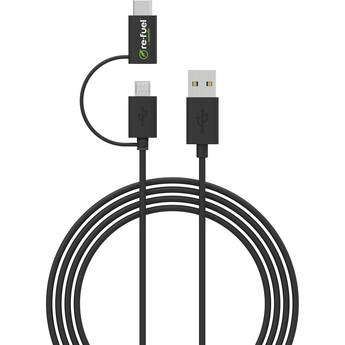 re-fuel Re-Fuel USB to Micro-USB Cable with Tethered Type-C Adapter (3.3')