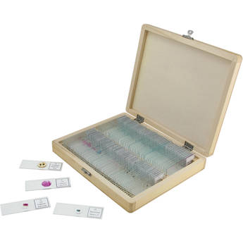 Celestron 100-Piece Prepared Microscope Slide Kit (Wooden Case)