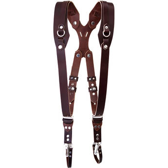 RL Handcrafts Clydesdale Pro Dual Leather Camera Harness (Medium, Coffee)