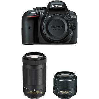 Nikon D5300 DSLR Camera with 18-55mm and 70-300mm Lenses (Black, Refurbished by Nikon USA)