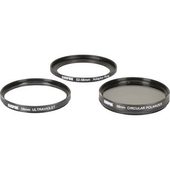 Black Sunpak CF-5258-TW-MW 52mm and 58mm UV and CPL Filter Kit 