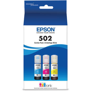 Epson T502 Multi-Color EcoTank Ink Bottle Pack (Cyan, Magenta, Yellow)