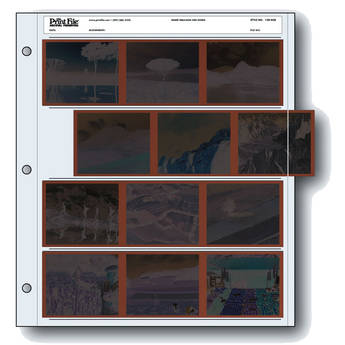 Print File Archival Storage Page for Negatives, 6x7cm (120), 4-Strips of 3-Frames, Horizontal, (Oversized Binder Only) - 100 Pack