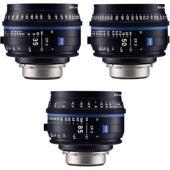 ZEISS CP.3 35, 50, 85mm Three Lens Kit (PL Mount, Feet)