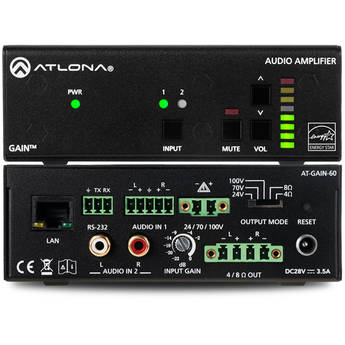 Atlona Gain 60 Stereo / Mono 60W Plenum-Rated Power Amplifier
