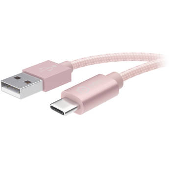 POM GEAR USB Type-C Male to USB Type-A Male Braided Charging Cable (10', Rose Gold)