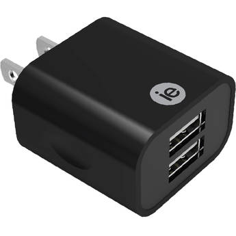 iEssentials 2.4A Dual Port USB Type-A Wall Charger (Black)