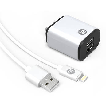 iEssentials 2.4A Dual Port USB Type-A Wall Charger with Lightning Cable