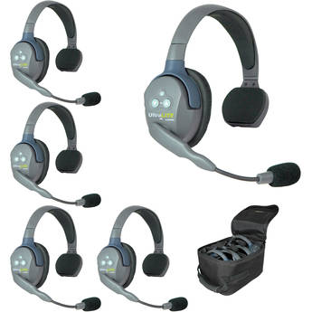 Eartec UL5S 5-Person Full-Duplex Wireless Intercom with 5 UltraLITE Single-Ear Headsets