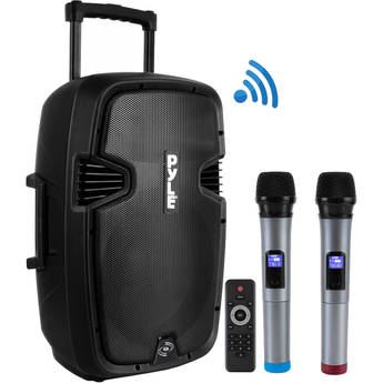 Pyle Pro PPHP1599WU 15" 1600W Bluetooth 4.0 Loudspeaker System with Dual Wireless Handheld Microphones