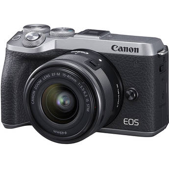 Canon EOS M6 Mark II Mirrorless Camera with 15-45mm Lens and EVF (Silver)