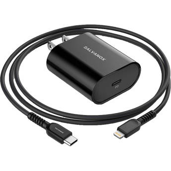 Galvanox 18W USB Type-C PD/QC Wall Charger with Lightning Cable (Black)