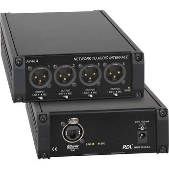 RDL AV-NL4 Dante Network to Audio Interface