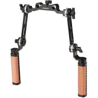 CAMVATE Dual Wood Handle Kit with 15mm Rod Clamp and ARRI-Style Rosettes