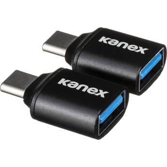 Kanex USB Type-C Male to USB Type-A Female Adapter (2-Pack, Black)