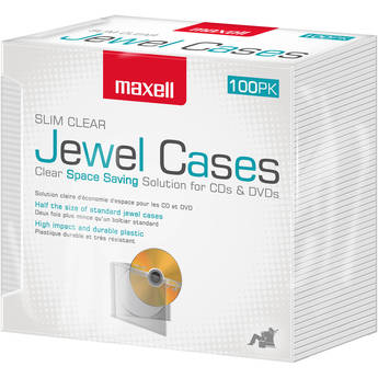Maxell Slim CD Jewel Cases (Clear, 100-Pack)