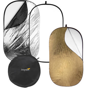 Impact 5-in-1 Collapsible Oval Reflector with Solid Gold (42 x 72")