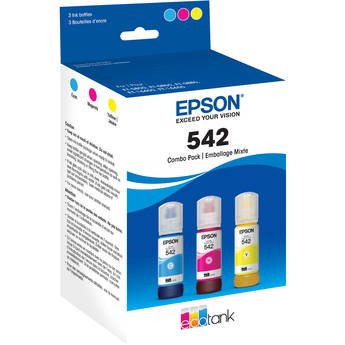 Epson T542 Dye Multi-Color Ink Bottle Pack (Cyan, Magenta, Yellow)