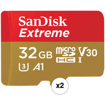 SanDisk 32GB Extreme UHS-I microSDHC Memory Card with SD Adapter (2-Pack)