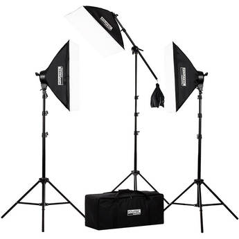 Fovitec 3-Point Classic Fluorescent Lighting Kit with Boom Arm and Case