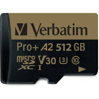 Verbatim 512GB Pro Plus 666X UHS-I microSDXC Memory Card with SD Adapter