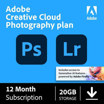 Adobe Creative Cloud Photography Plan with 20GB Cloud Storage (12-Month Subscription, Download)